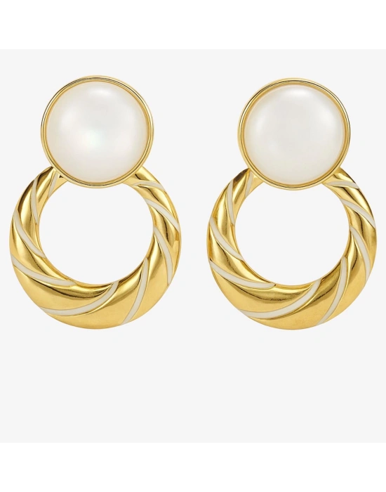 İnci Detaylı Çelik Küpe