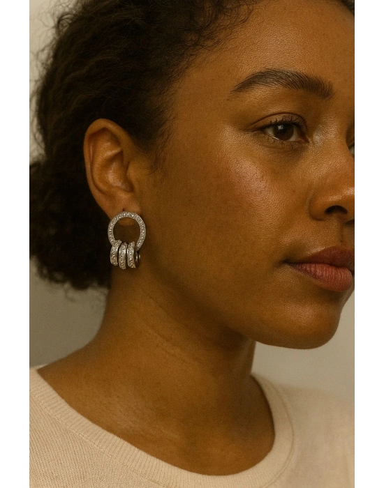 Gümüş Taşlı Küpe