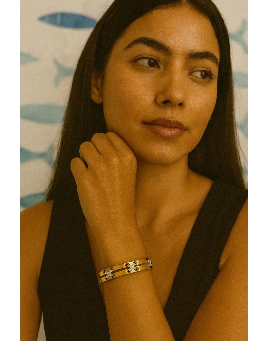 Gold Çarpı Detaylı Bileklik