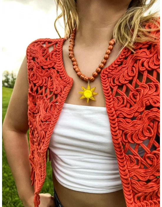 Güneş Detaylı Renkli Kolye