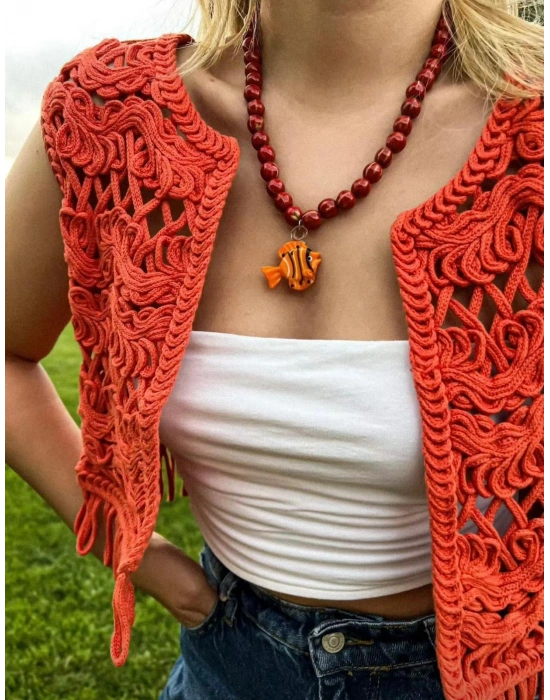 Balık Detaylı Renkli Kolye