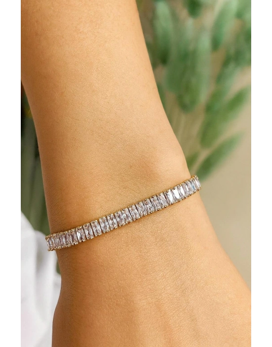 Baget Taşlı Çelik Bileklik