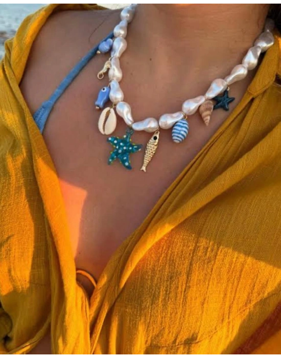 İnci Yıldız Detaylı Kolye