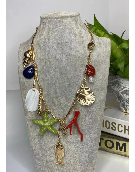 Gold Zincir Charm Kolye