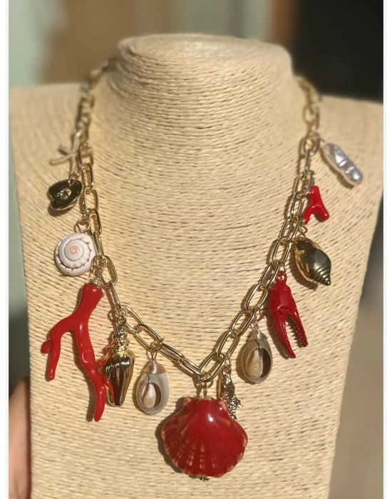 Kırmızılı Charm Kolye