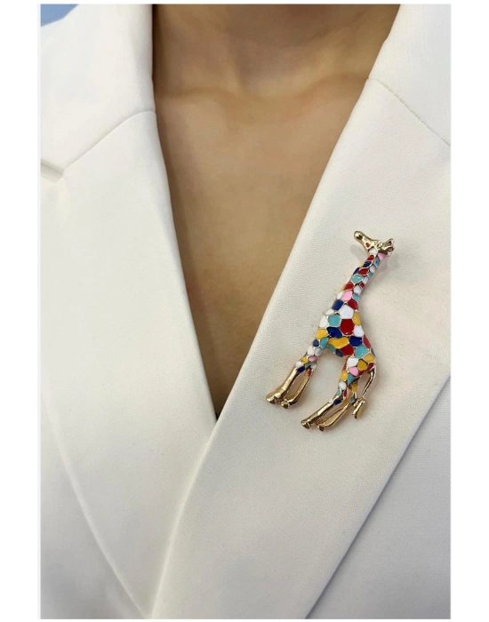 Renkli Zürafa Broş