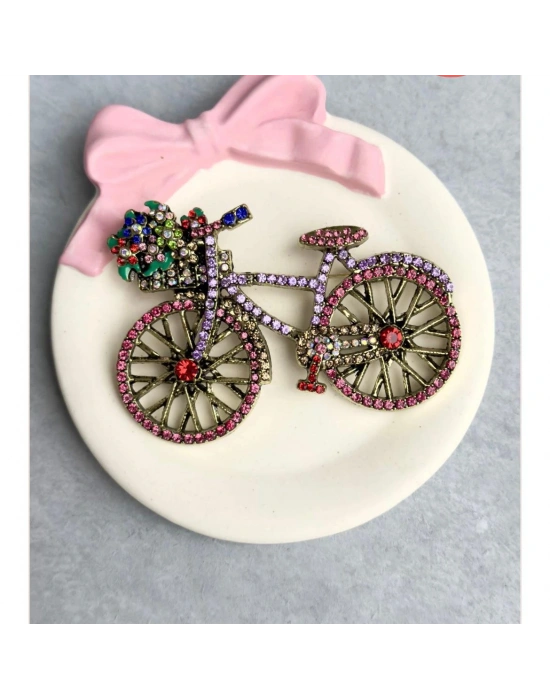 Pembe Bisiklet Broş