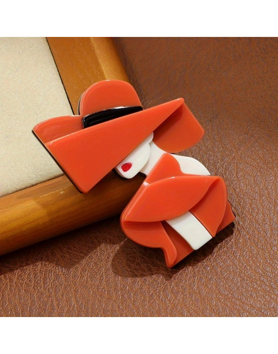 Turuncu Kadın Broş