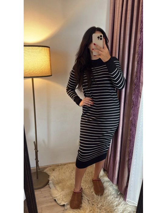 Çizgili Siyah Elbise