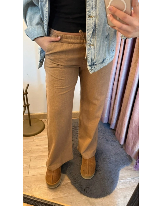 Açık Kahve Keten Pantolon