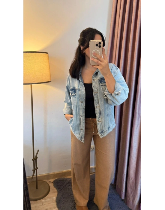 Açık Kahve Keten Pantolon