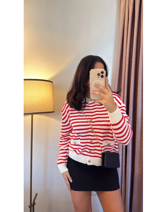 Kırmızı Çizgili Hırka