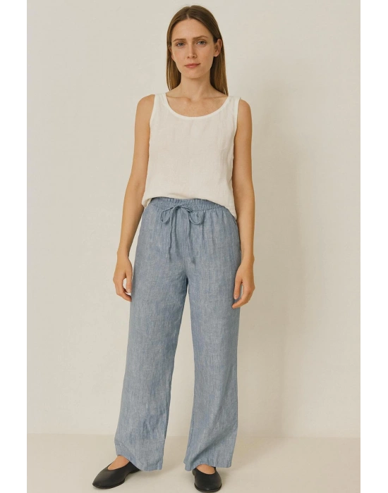 Mavi Pantolon Önden İpli