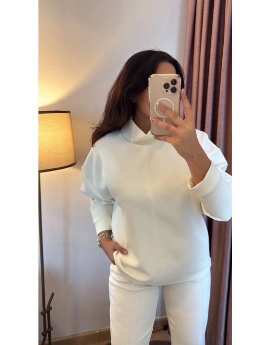 Mona Beyaz Çelik Örme Takım