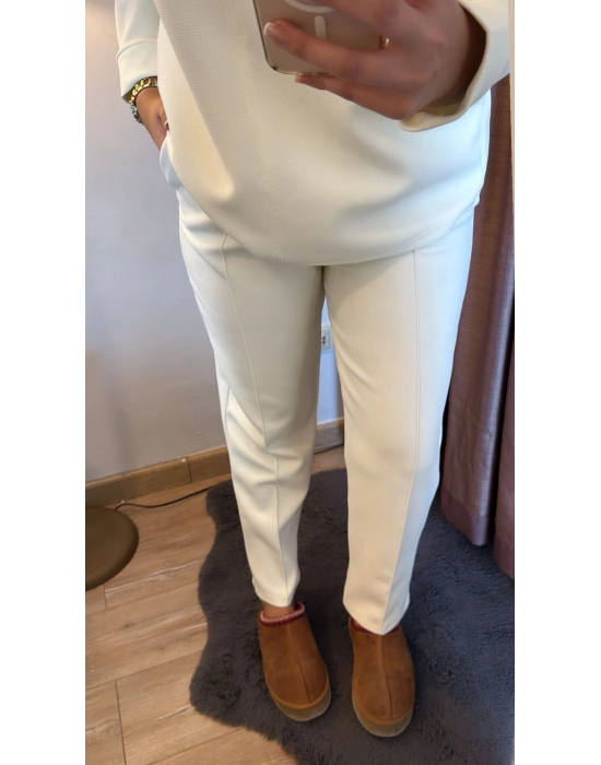 Mona Beyaz Çelik Örme Takım