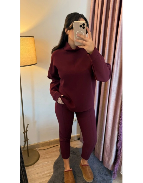 Mona Bordo Çelik Örme Takım