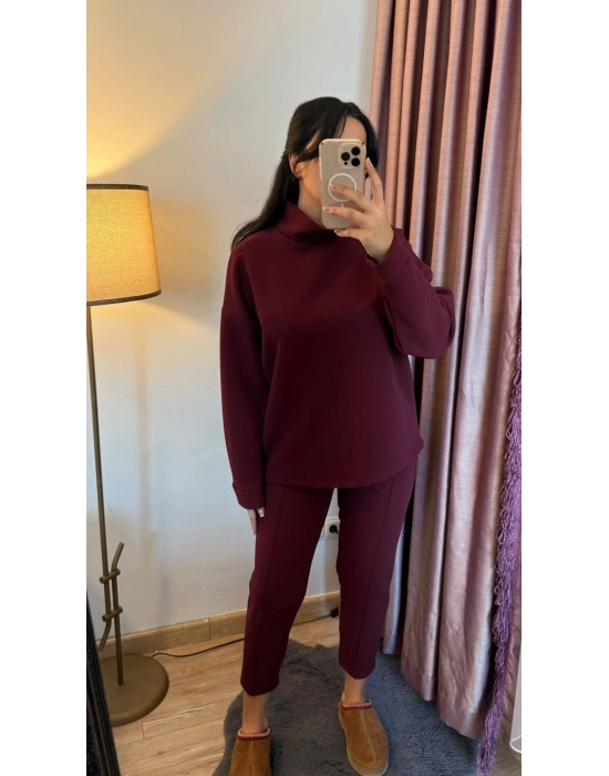 Mona Bordo Çelik Örme Takım