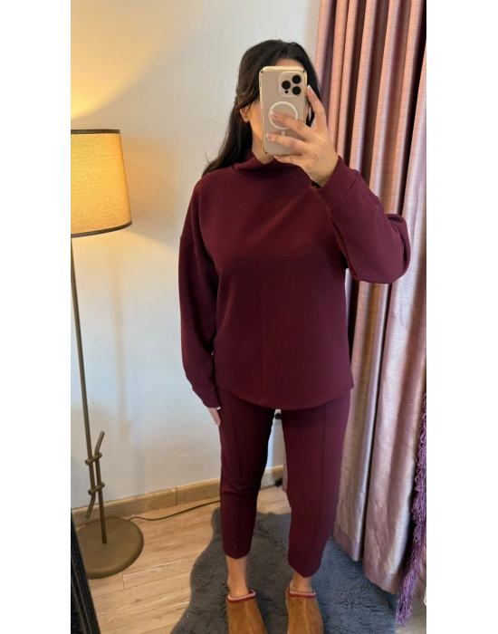 Mona Bordo Çelik Örme Takım