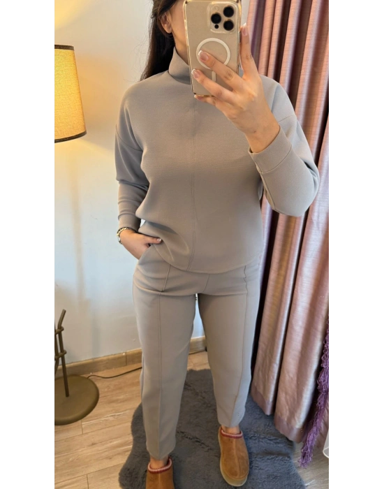 Mona Koyu Bej Çelik Örme Takım