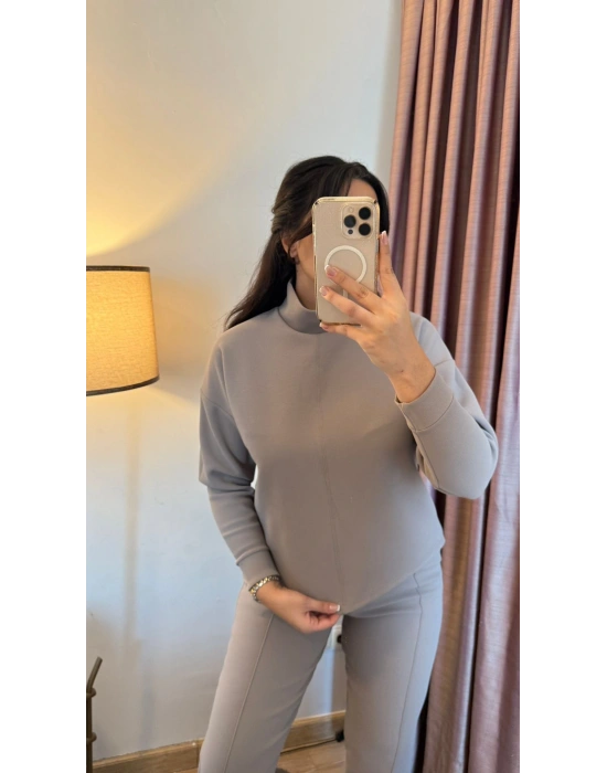 Mona Koyu Bej Çelik Örme Takım