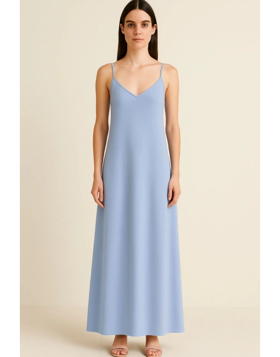 Mavi Askılı Elbise