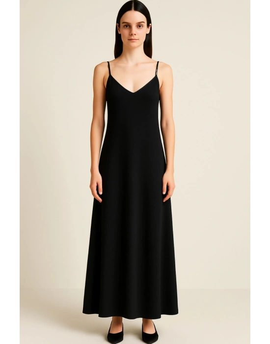 Siyah Askılı Elbise