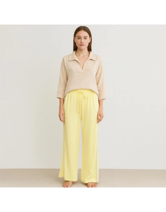 Yandan Biyeli Sarı Eşofman Altı