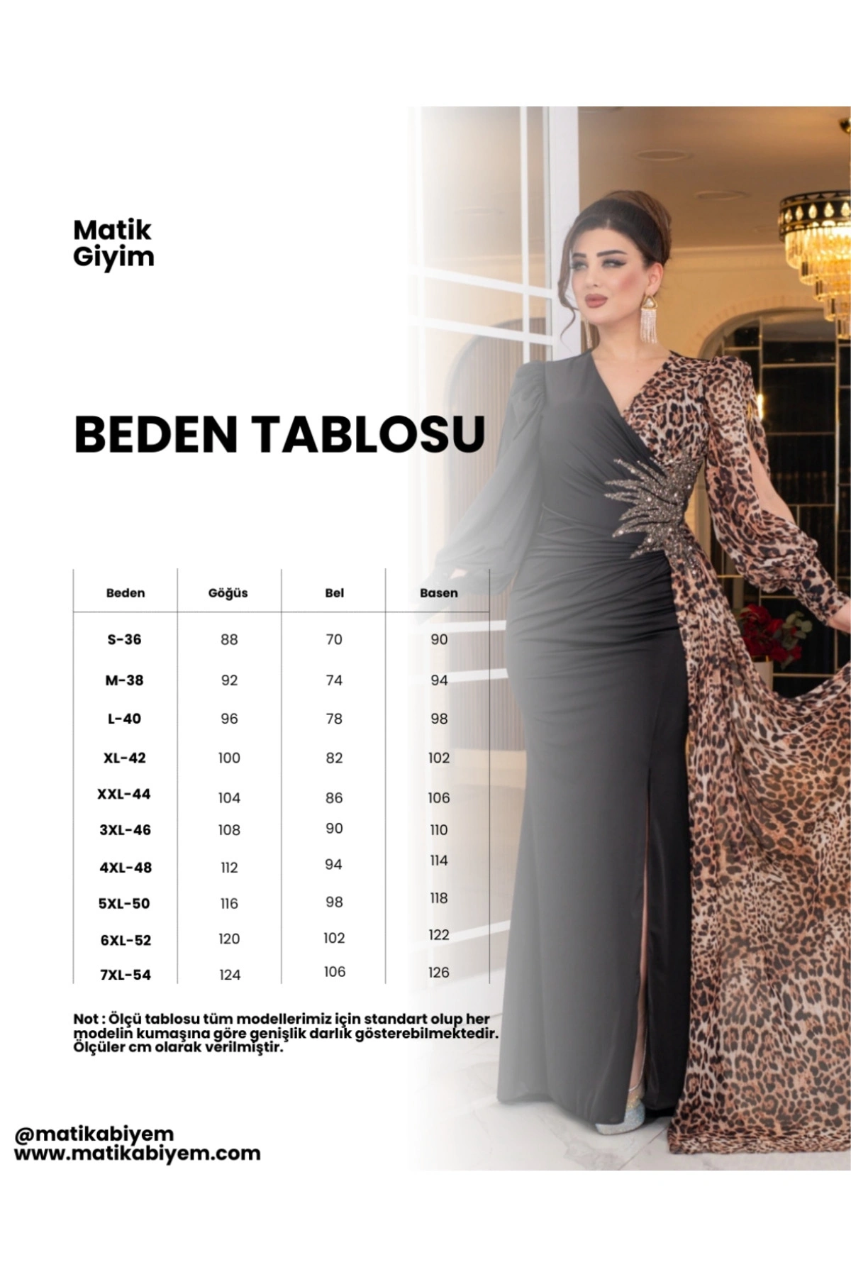 Kristal Buzi Leopar Dijital Şifon Baskılı Taş Aksesuarlı Uzun Elbise Abiye