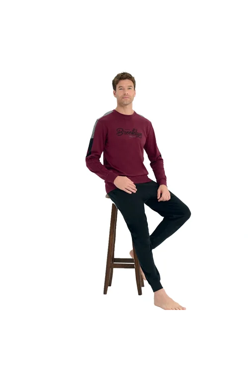 Over Sleep 2225 Erkek Kışlık Interlok Pijama Takım