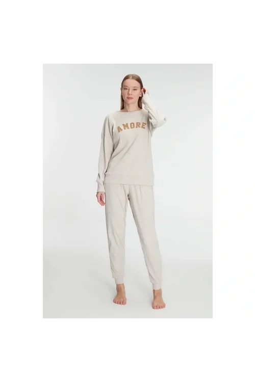 Arias Closet Yeni Sezon Kışlık Pamuklu Uzun Kol Pijama Takımı