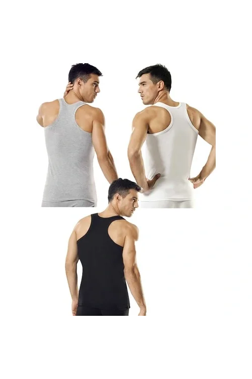 Namaldı 6lı Arkası Çarpraz  Pamuk Ribana Erkek Atlet