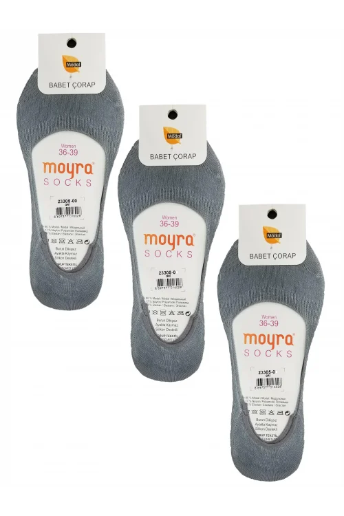 Moyra 6lı Paket Arkası Silikonlu Modal Bayan Babet Çorap