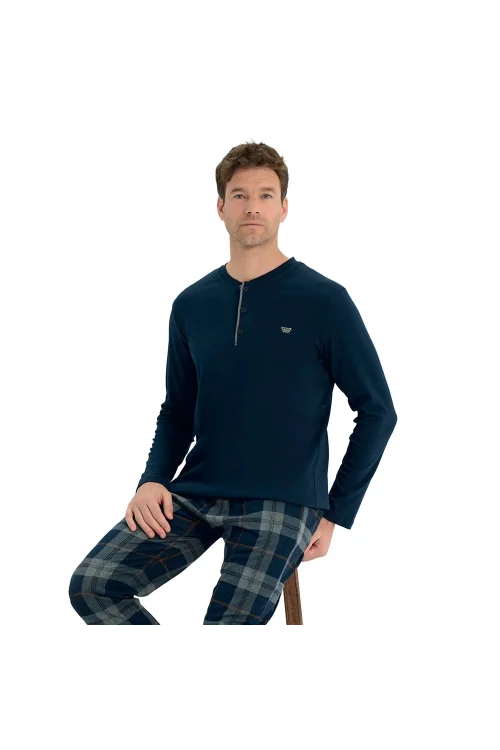 Over Sleep 2231 Erkek Kışlık Interlok Pijama Takım