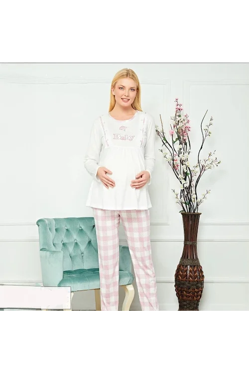 FLZ 24330 Kadın Kışlık Uzun Kol Lohusa Gecelik