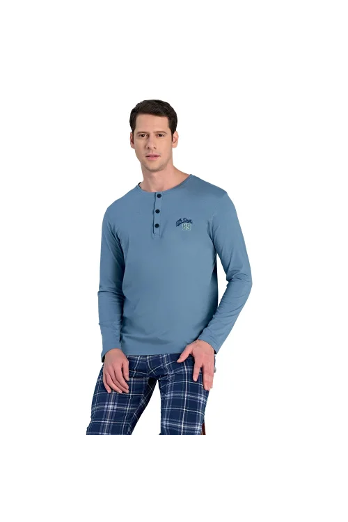 Over Sleep 2318 Erkek Uzun Kol Büyük Beden Süprem Pijama Takım (L-XL-XXL-3XL)