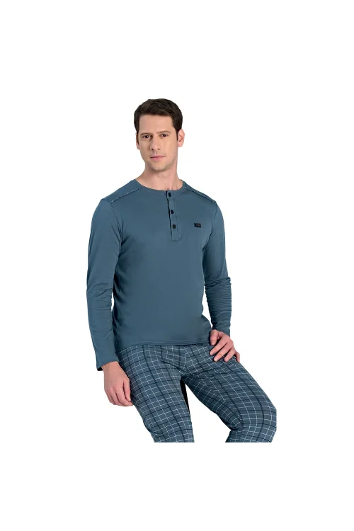 Over Sleep 2320 Erkek Uzun Kol Süprem Pijama Takım (M-L-XL-XXL)