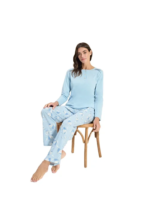 Over Sleep 3308 Kadın Uzun Kol Büyük Beden Modal Süprem Pijama Takım (L-XL-XXL-3X
