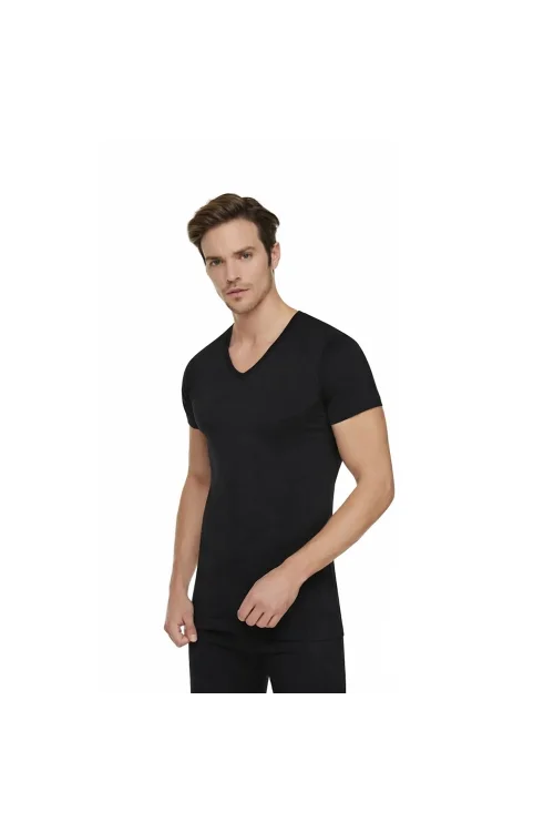 Tutku 107R Erkek V-Yaka Renkli Kısa Kol Atlet