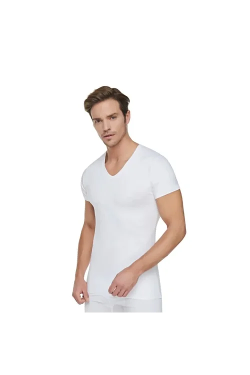Tutku 107 Penye Erkek V-Yaka Fanila Beyaz XXXL 6lı Paket