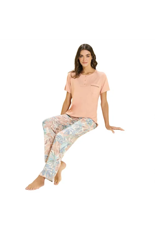 Over Sleep 3353 Kadın Viskon Yazlık Takım (M-L-XL-2XL)