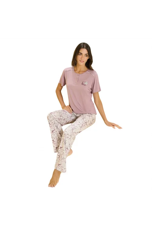 Over Sleep 3359 Kadın Büyük Beden Viskon Yazlık Takım (L-XL-2XL-3XL)