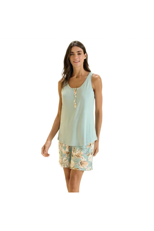Over Sleep 3386 Kadın Yazlık Viskon Şort Pijama Takım (S-M-L-XL)