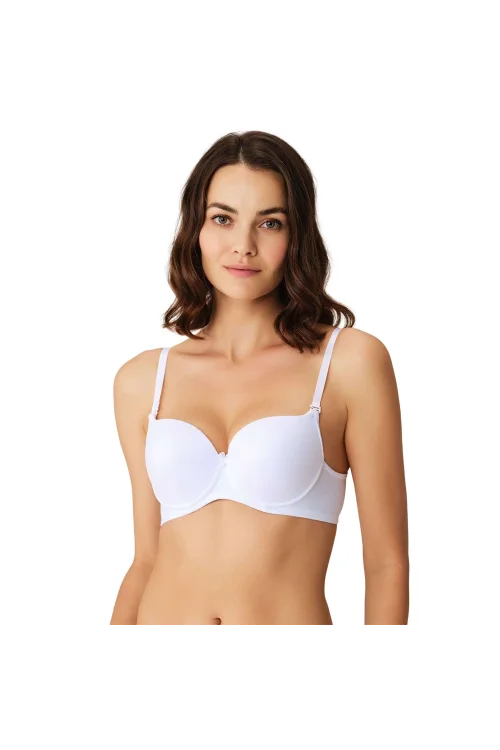 Anıl 3104S Kadın Balenli Desteksiz Dolgusuz Askıları Çıkabilen Günlük Klasik T-Shirt Sütyeni