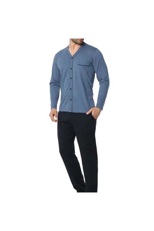 Astaş 12033 Erkek Önü Açık Uzunkol Pi̇jama Takım