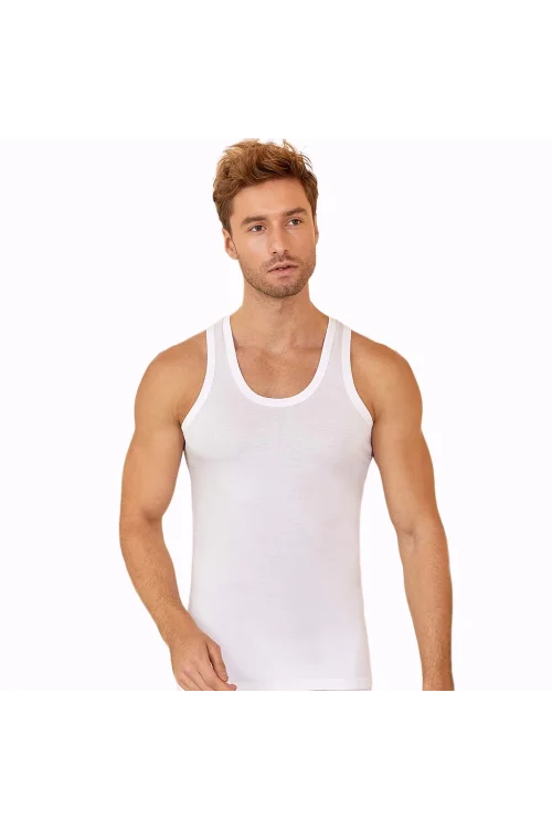 Berrak 1004 Erkek %100 Pamuk Atlet 6lı Paket Beyaz XXXL