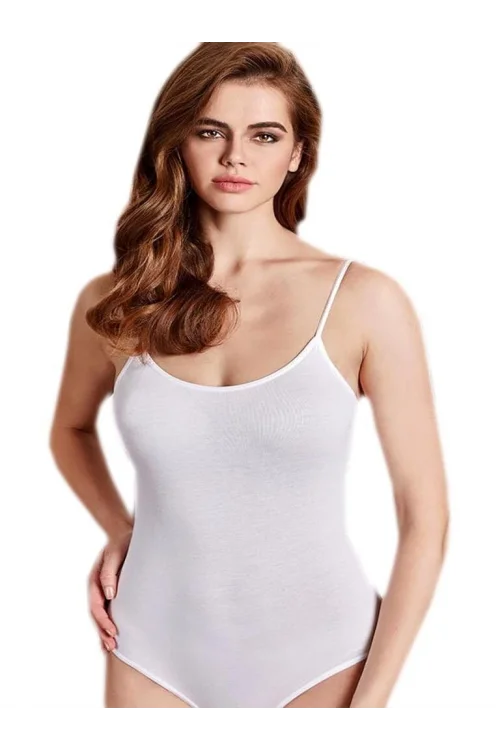 Berrak 2081 Kadın İp Askılı Kancalı Body Açık Renk