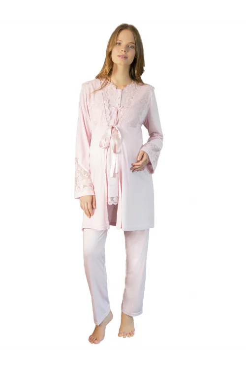 Bone Club 5101 Dantel Yaka 3lü Lohusa Takım