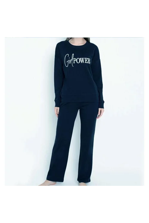 Confeo 840-617 Kadın Kışlık Önü Nakışlı Pijama Takım