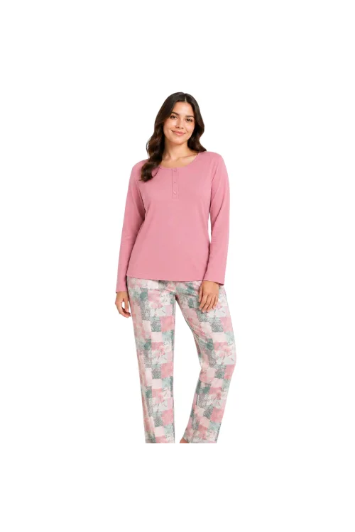 Confeo C841-001 Kadın Patlı Uzunkol Pijama Takım