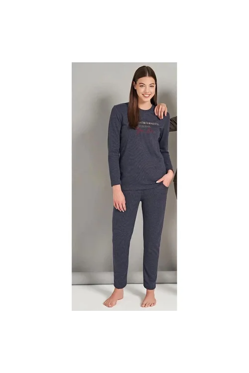 Donwear 7702 Kadın Kışlık O-Yaka Pijama Takım